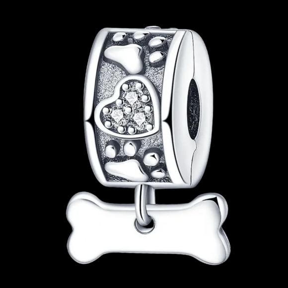 🎆Sterling Silver 925 Dog Bone Collar Dangle Bracelet Charm - Picture 1 of 5